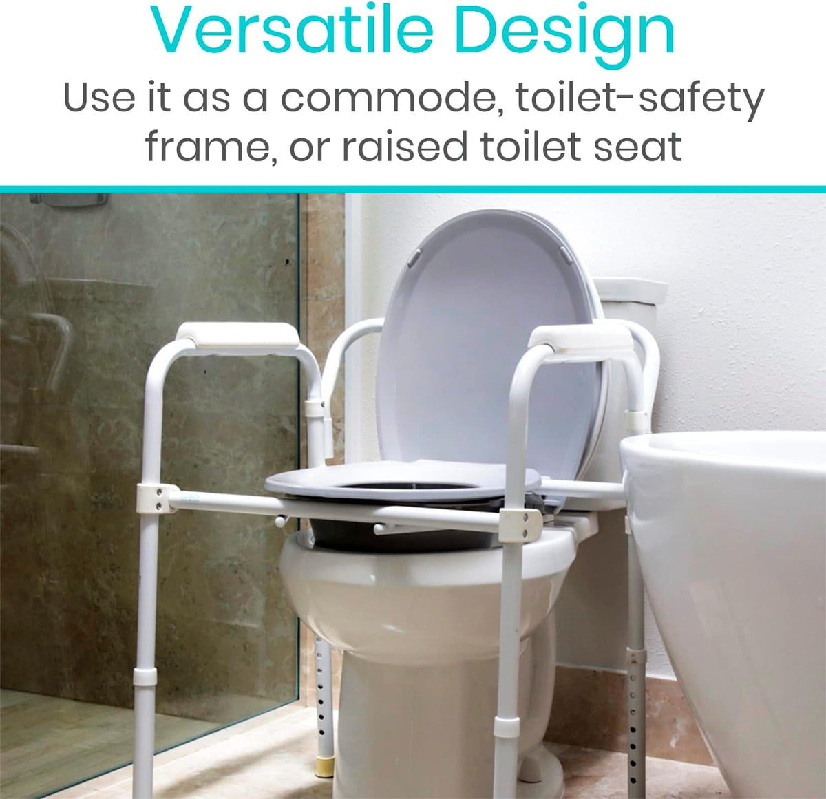 Folding Bedside Commode Toilet Chair with Padded Arms M12721