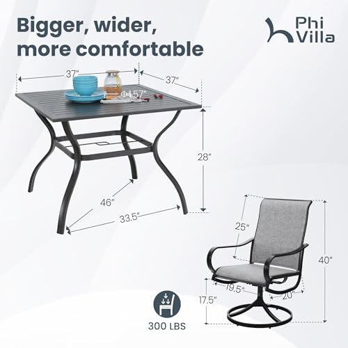 5 Pcs Outdoor Patio Dining Set with Swivel Chairs and Metal Dining Table H43671