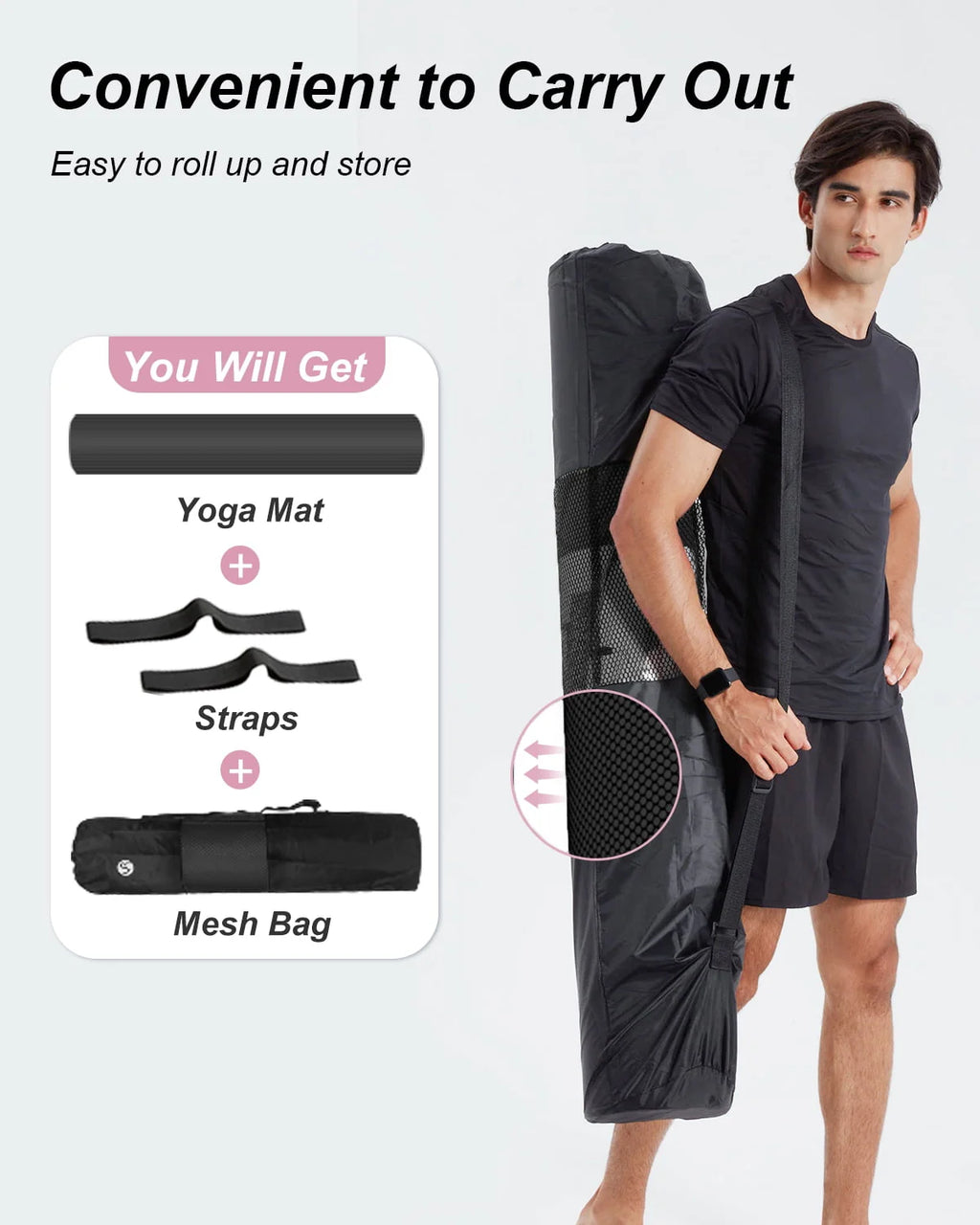Extra Large 1/2 Thick Black Yoga Mat R27718