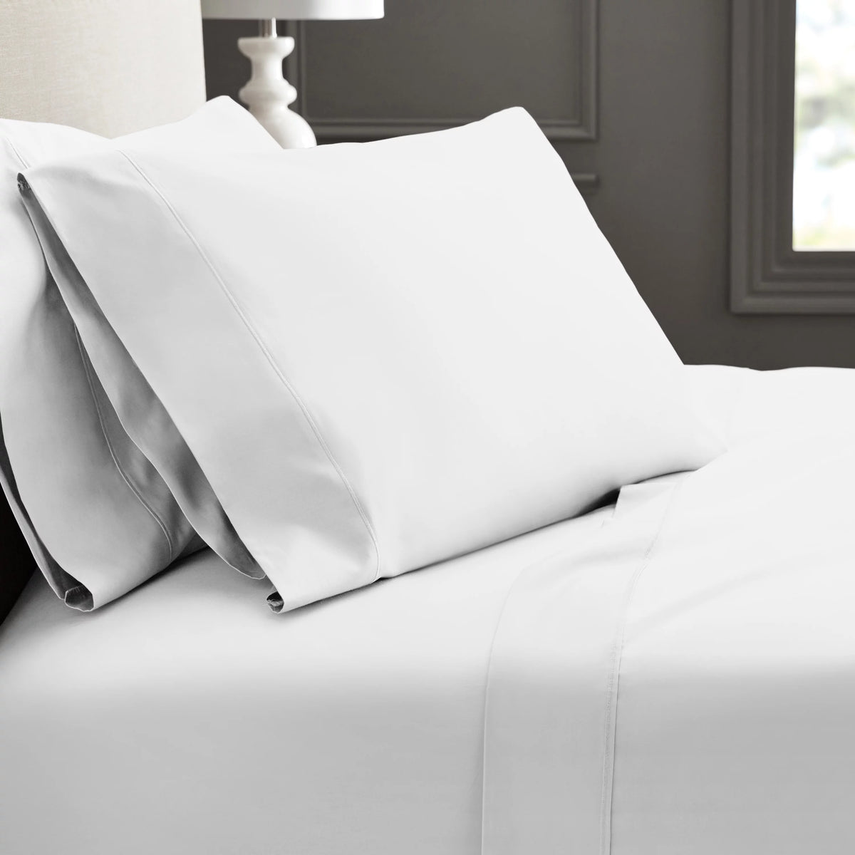 4-Piece 600 Thread Count White Cotton Bed Sheet Set King V188