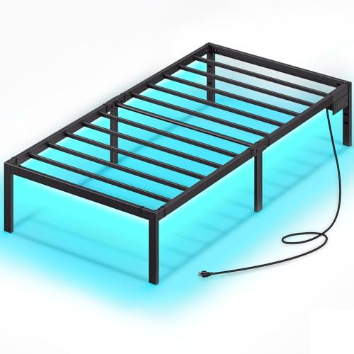 Full Bed Frame with USB Charging Station and LED Lights Y69630