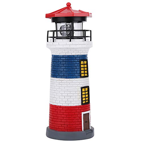LED Solar Lighthouse Statue Rotating Lawn Decorations I23558
