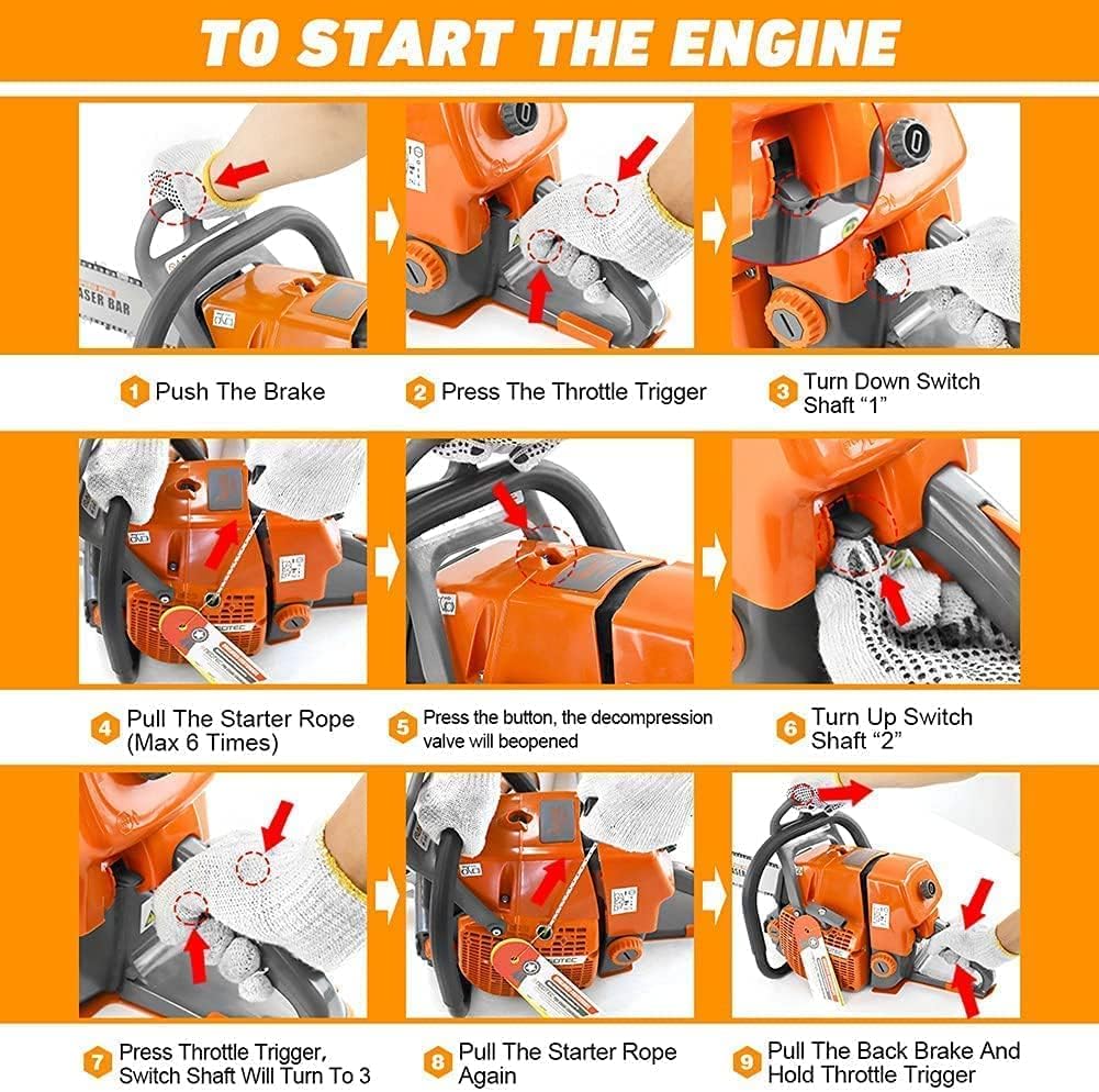 92cc Gas Chainsaw with 24 inch Bar and Chain Q360