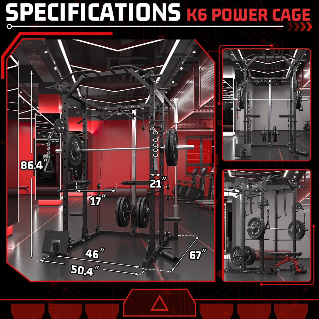 1500 lbs Power Rack Cage with Cable Crossover Machine S8720