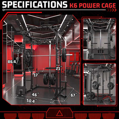1500 lbs Power Rack Cage with Cable Crossover Machine S8720