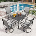 5 Pcs Outdoor Patio Dining Set with Swivel Chairs and Metal Dining Table H43671