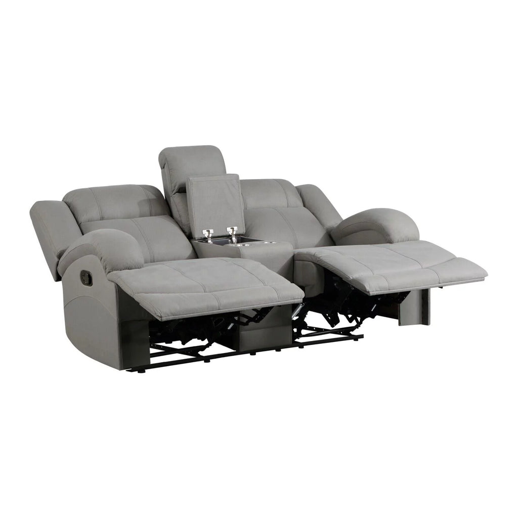 Gray Polished Microfiber Reclining Sofa Set 2pc D306486