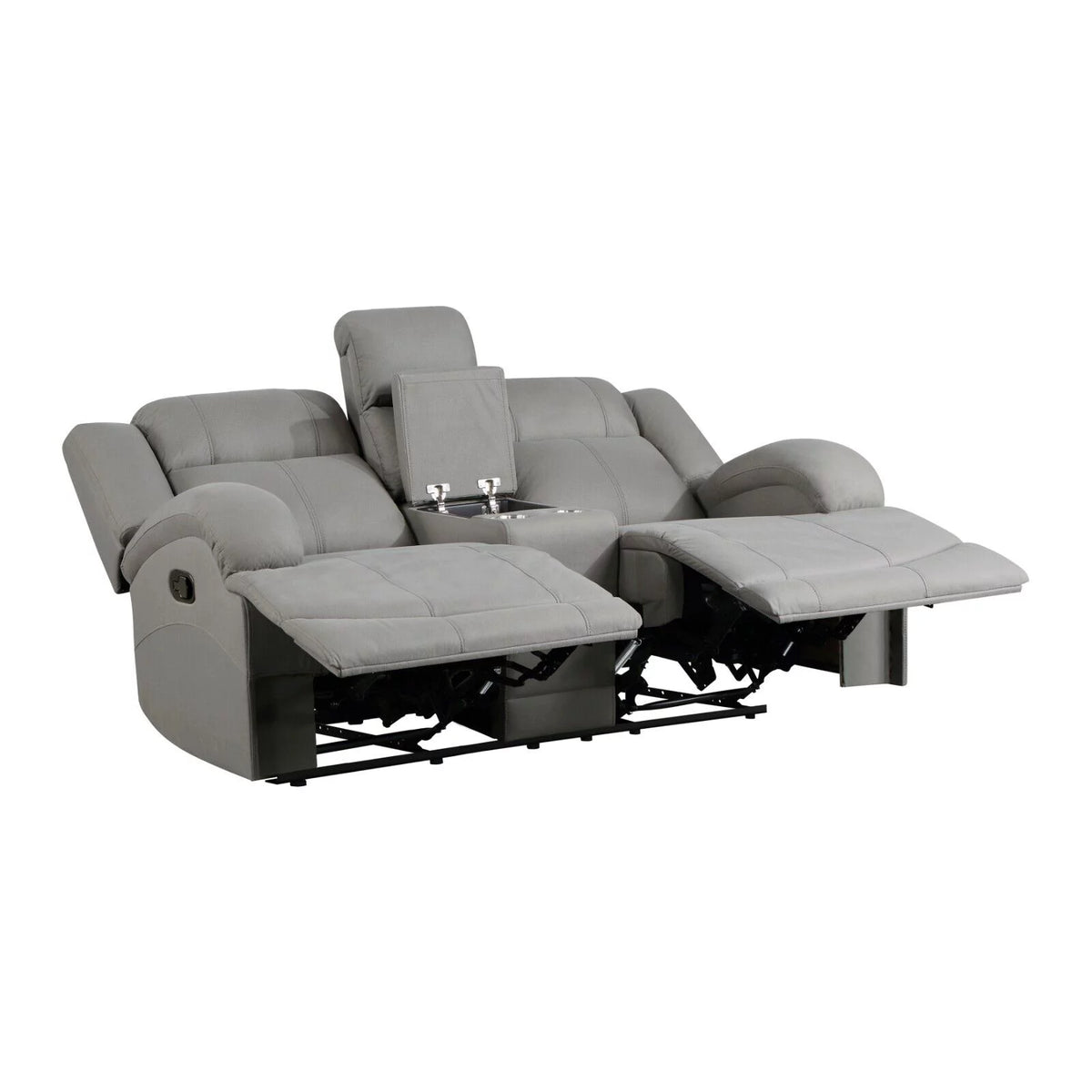 Gray Polished Microfiber Reclining Sofa Set 2pc D306486