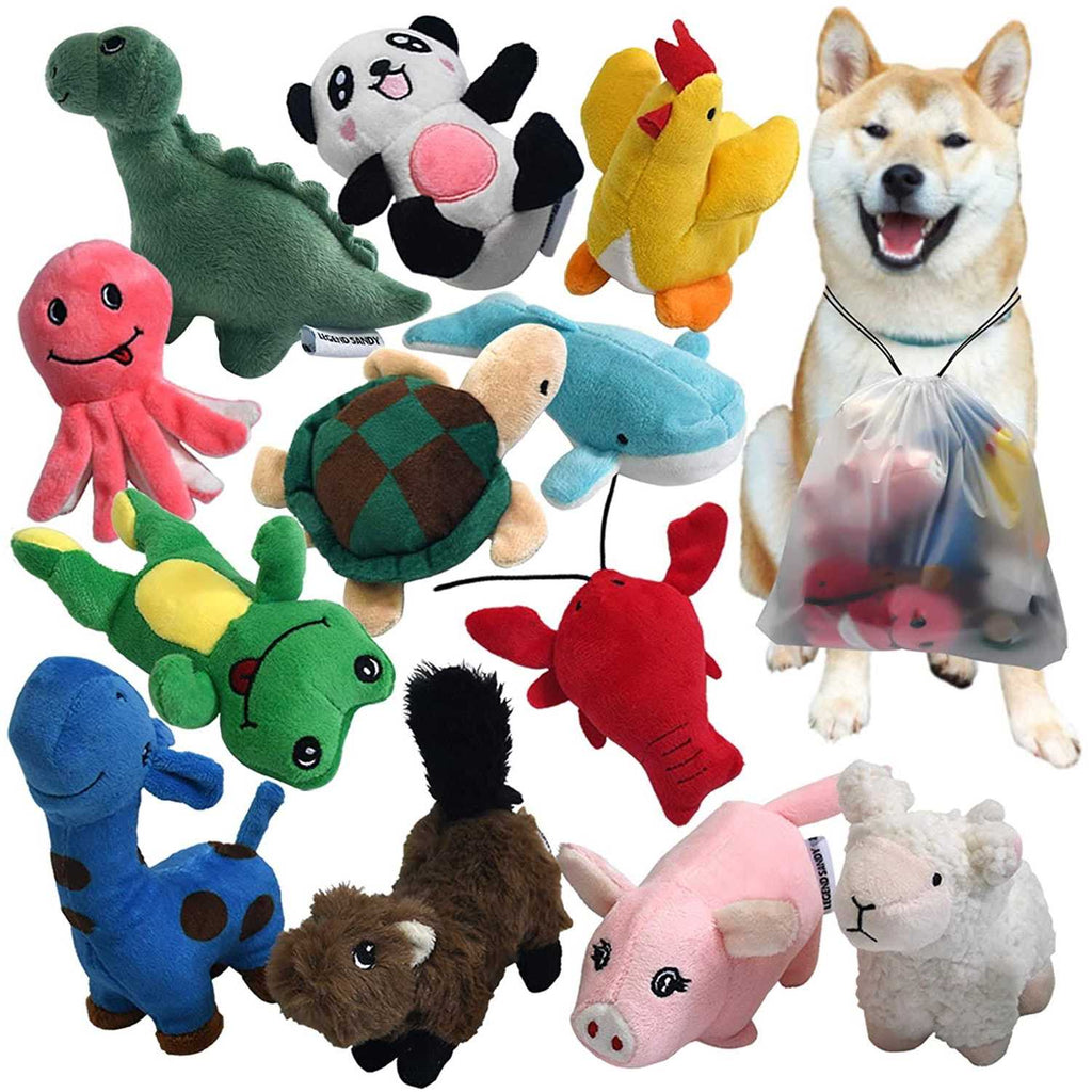 Squeaky Plush Dog Toy Pack 12 D2128