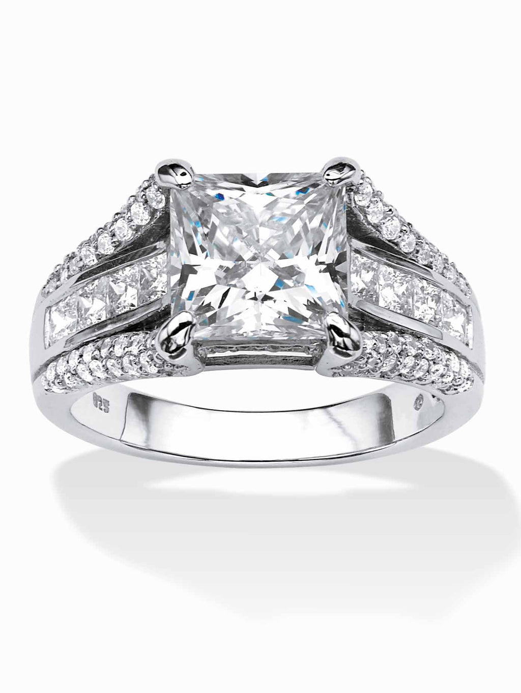 Platinum-plated Sterling Silver 2-Piece Bridal Ring Set with Cubic Zirconia W55523