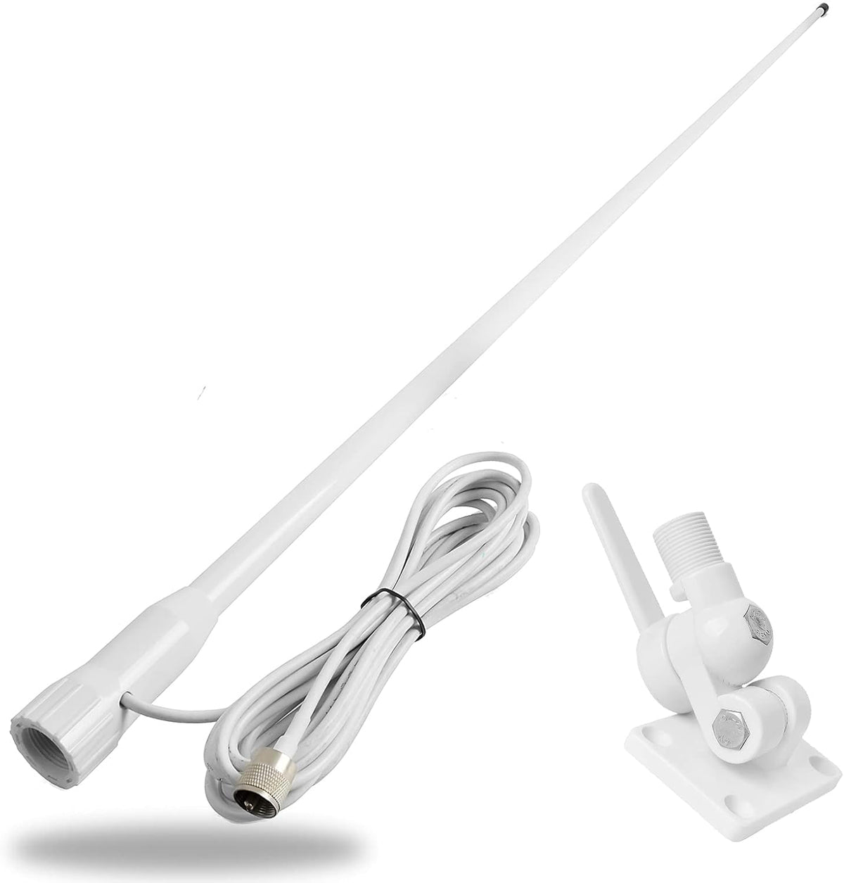 VHF 156-163MHz 50W 43inches 3dBi White Adjustable Marine Fiberglass Antenna with RG58 Cable B959484