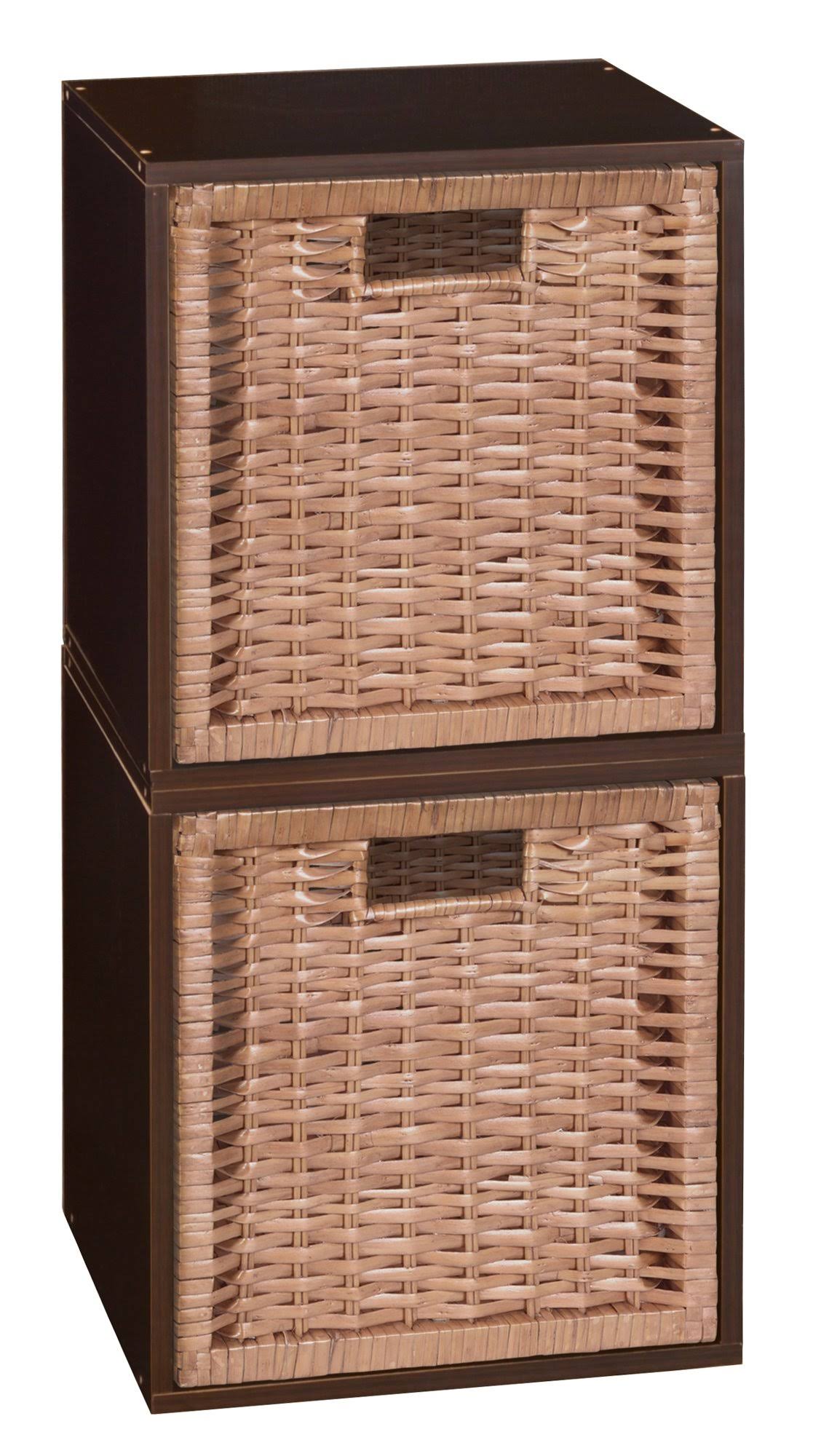 Truffle/Natural 2 Cubes and 2 Wicker Baskets Storage Set V597