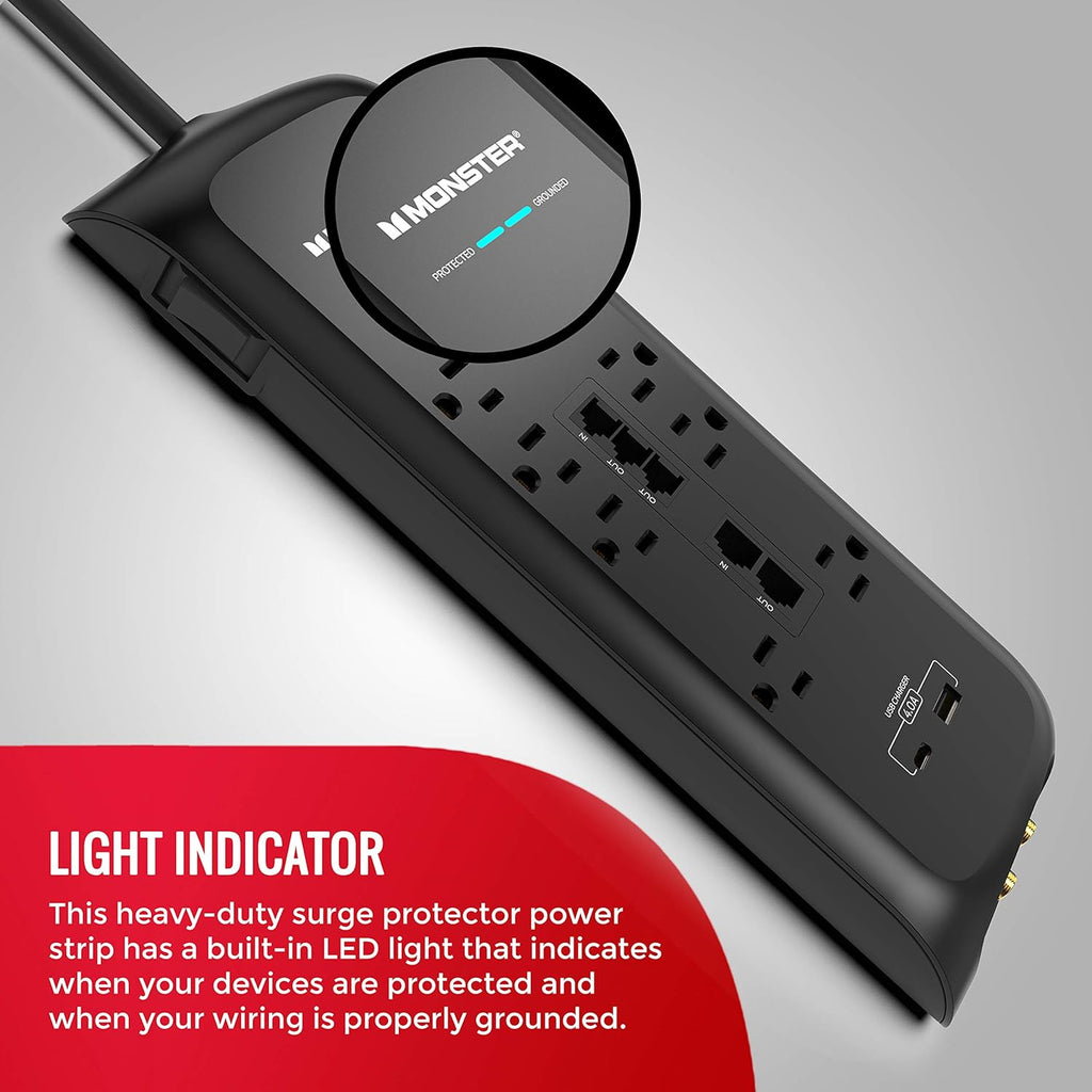 Power Strip Surge Protector with USB Ports, 8 Plug-ins and 2 USB, Pack of 2 V8292
