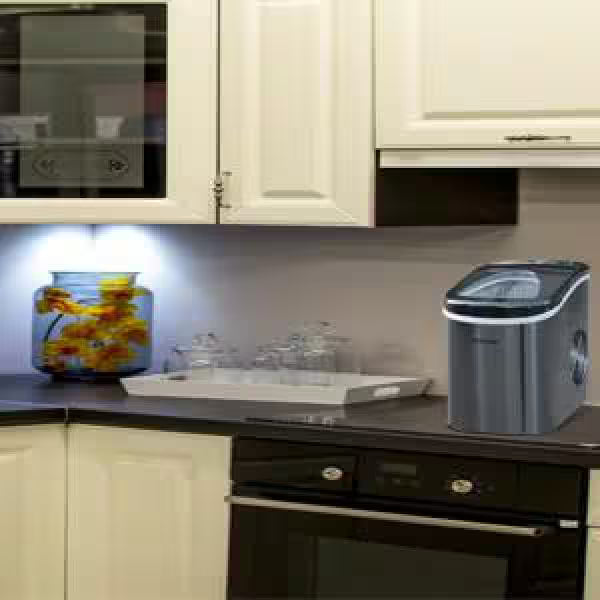 Portable Counter Top Ice Maker in Black Stainless V64099