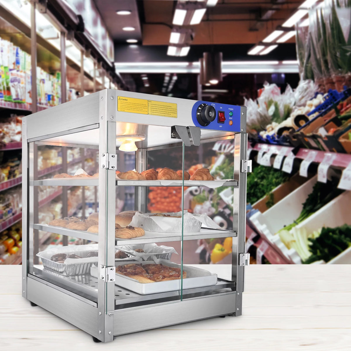 Commercial 3-Tier Food Warmer Display Case 750W Q793
