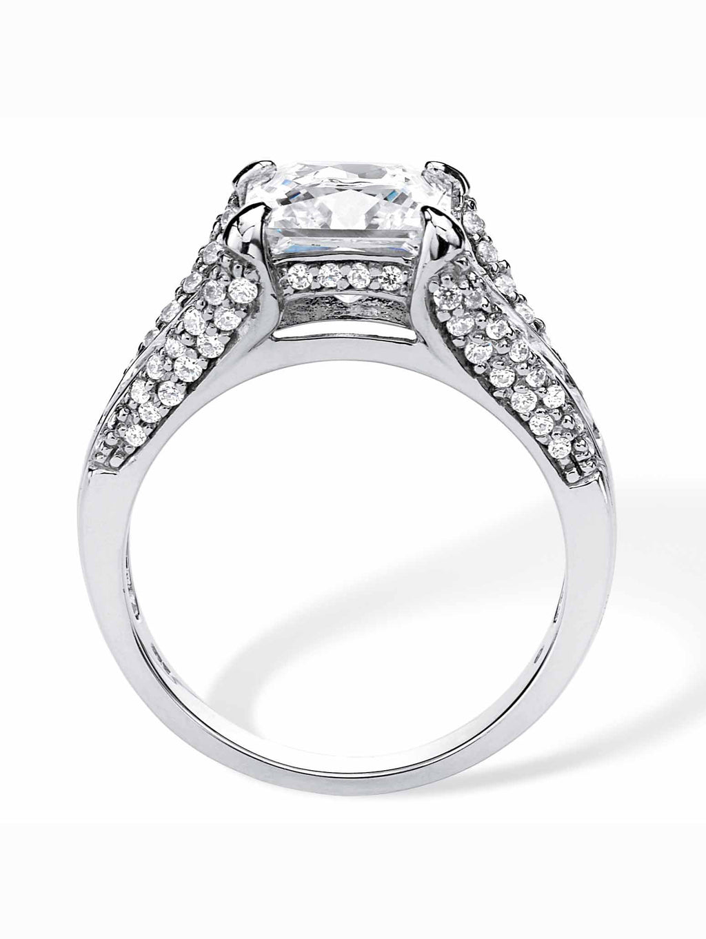 Platinum-plated Sterling Silver 2-Piece Bridal Ring Set with Cubic Zirconia W55523
