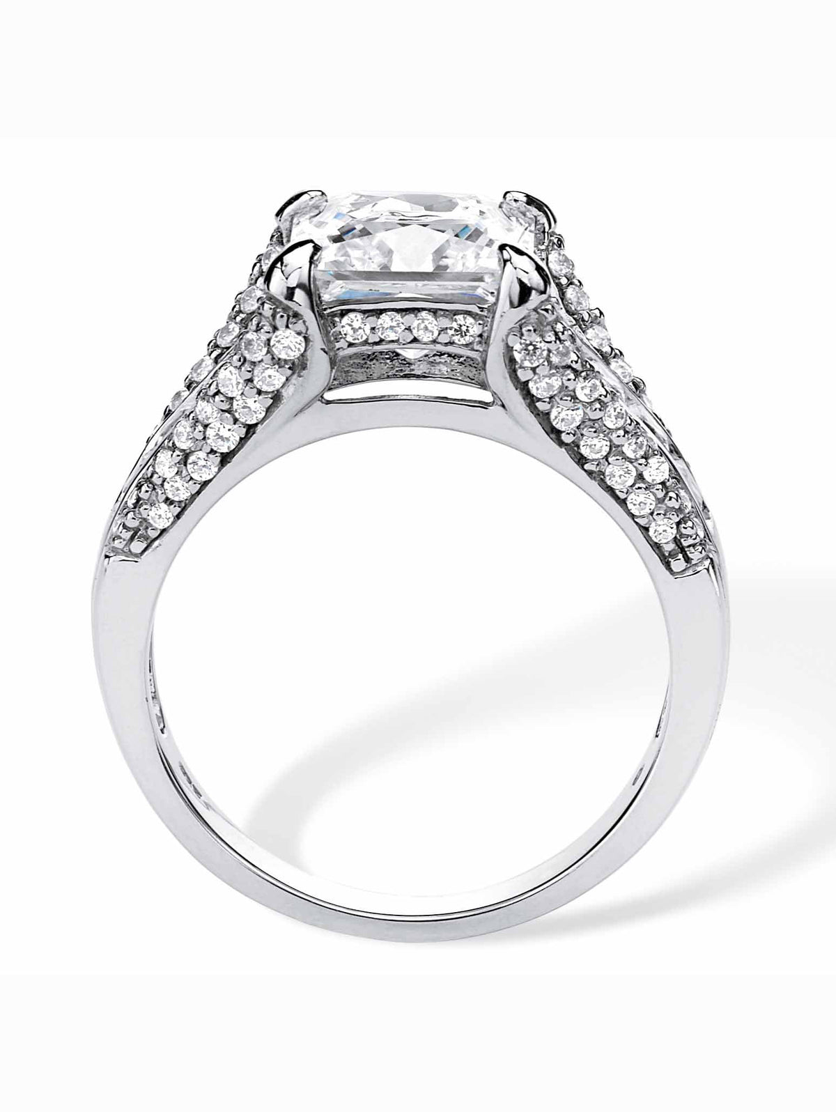 Platinum-plated Sterling Silver 2-Piece Bridal Ring Set with Cubic Zirconia W55523