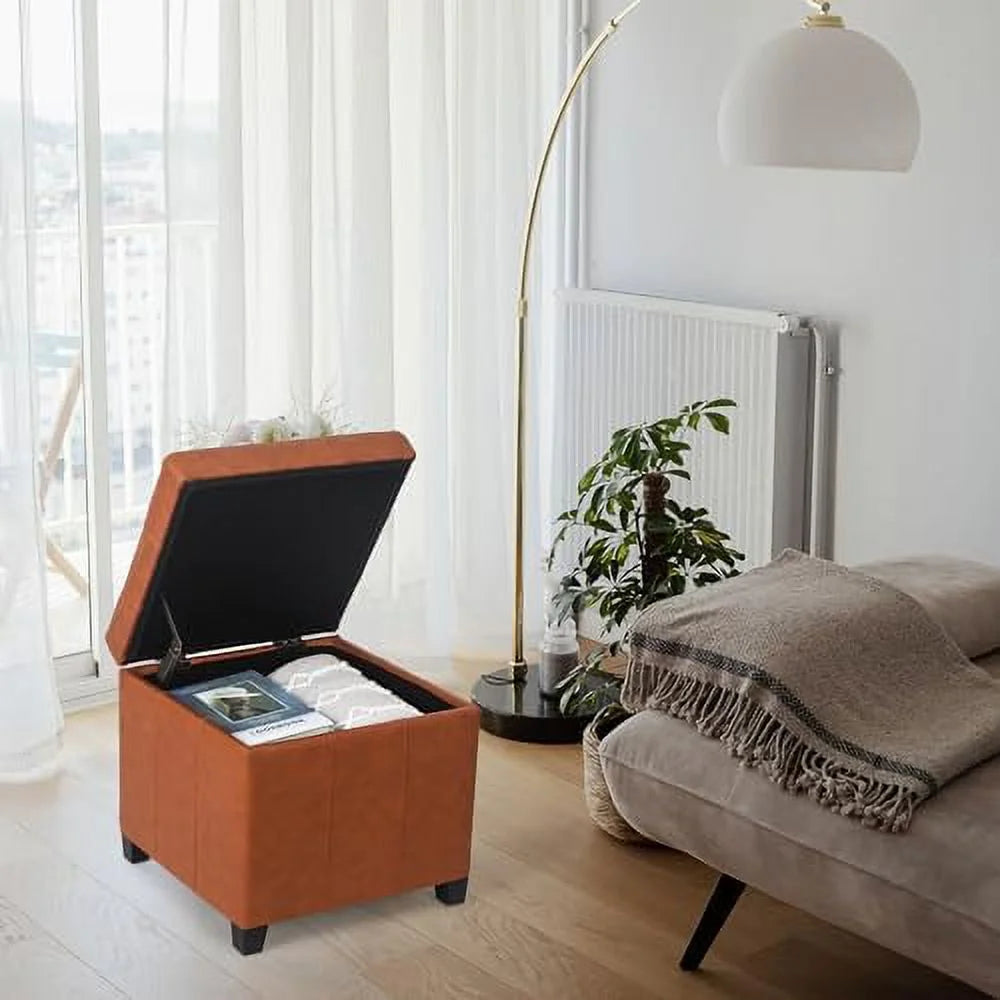 Square PU Leather Tufted Cube Ottoman O6068