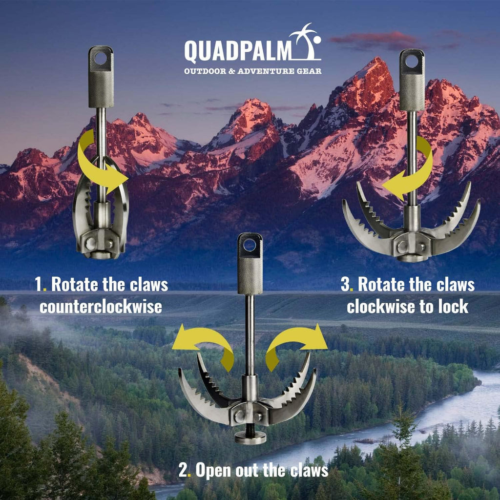 Grappling Hook and Rope 10M Heavy Duty Folding Claws G65153