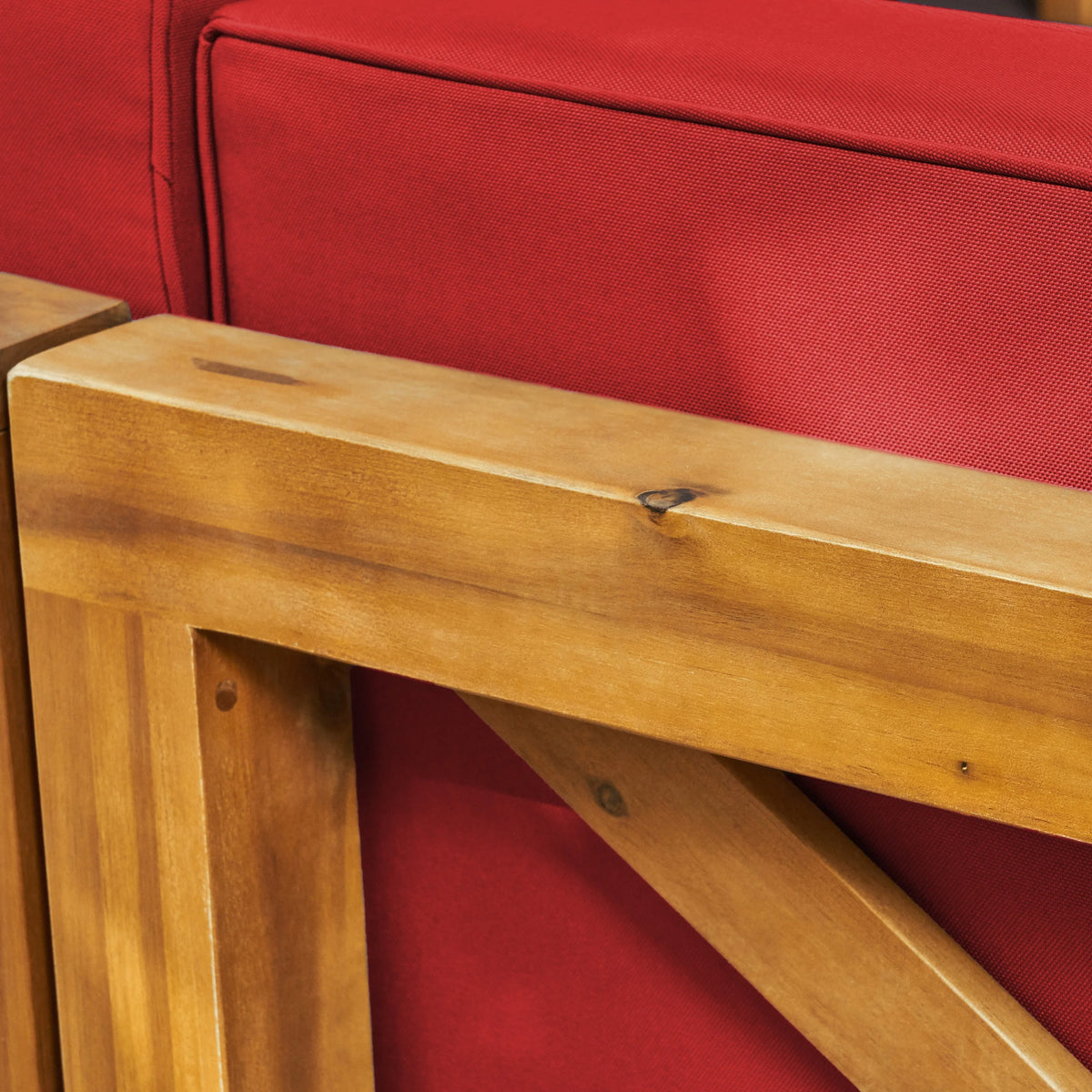 Brown Acacia Wood Sectional Loveseat with Coffee Table X116