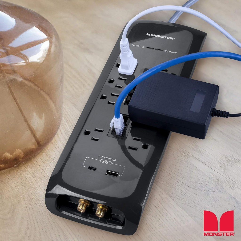 Power Strip Surge Protector with USB Ports, 8 Plug-ins and 2 USB, Pack of 2 V8292