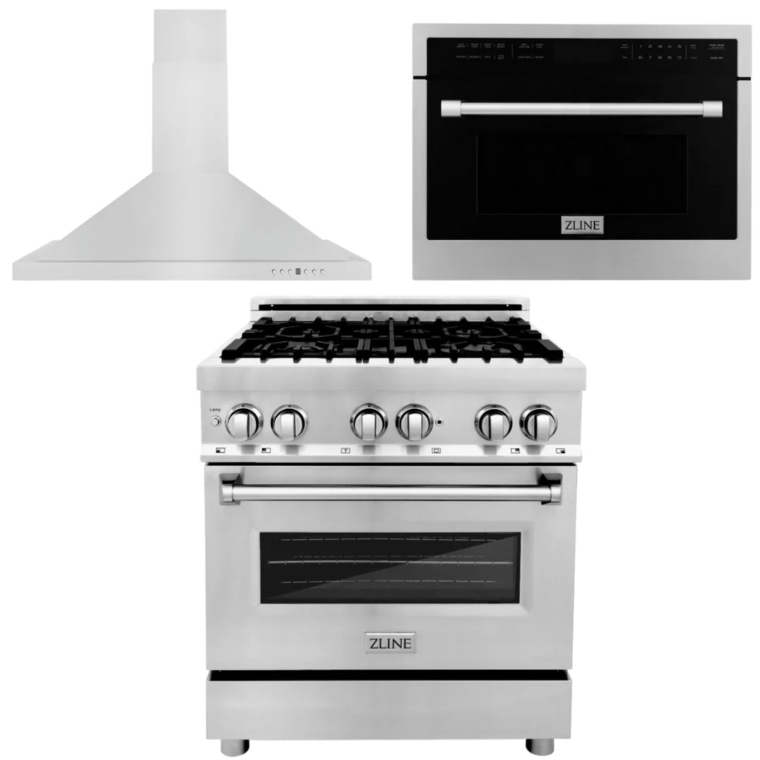 30 in. Dual Fuel Range, 30 in. Range Hood, Microwave Oven M989490