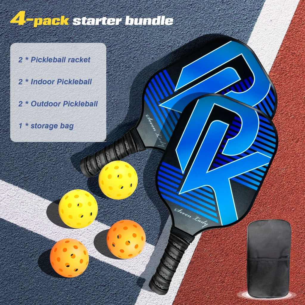 Pickleball Paddles Graphite Fiber Set with 4 Balls and Backpack W262