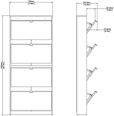 4 Drawer White Shoe Cabinet U4456