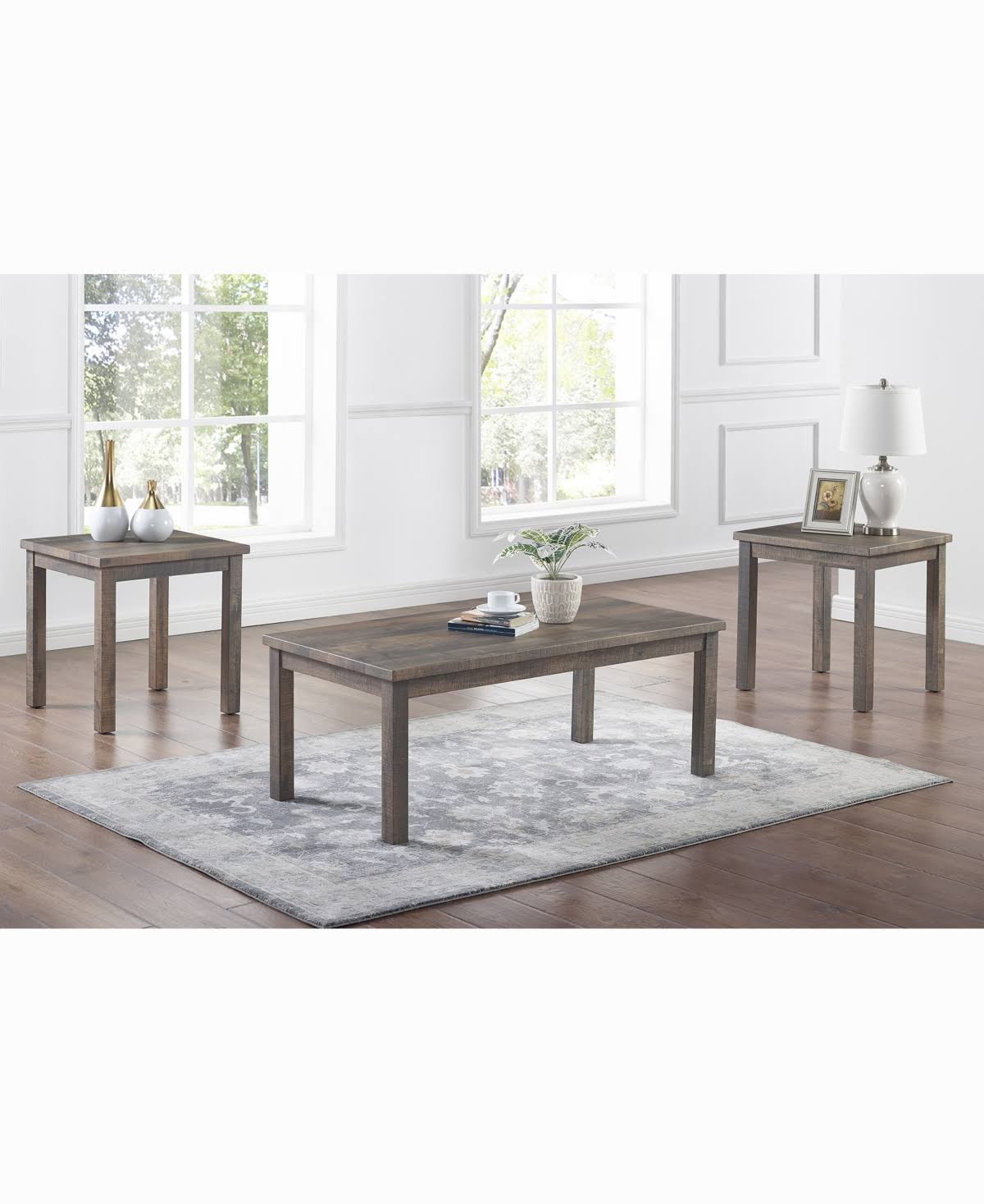 Brown Wooden Coffee Table Set, 3 Piece O3164