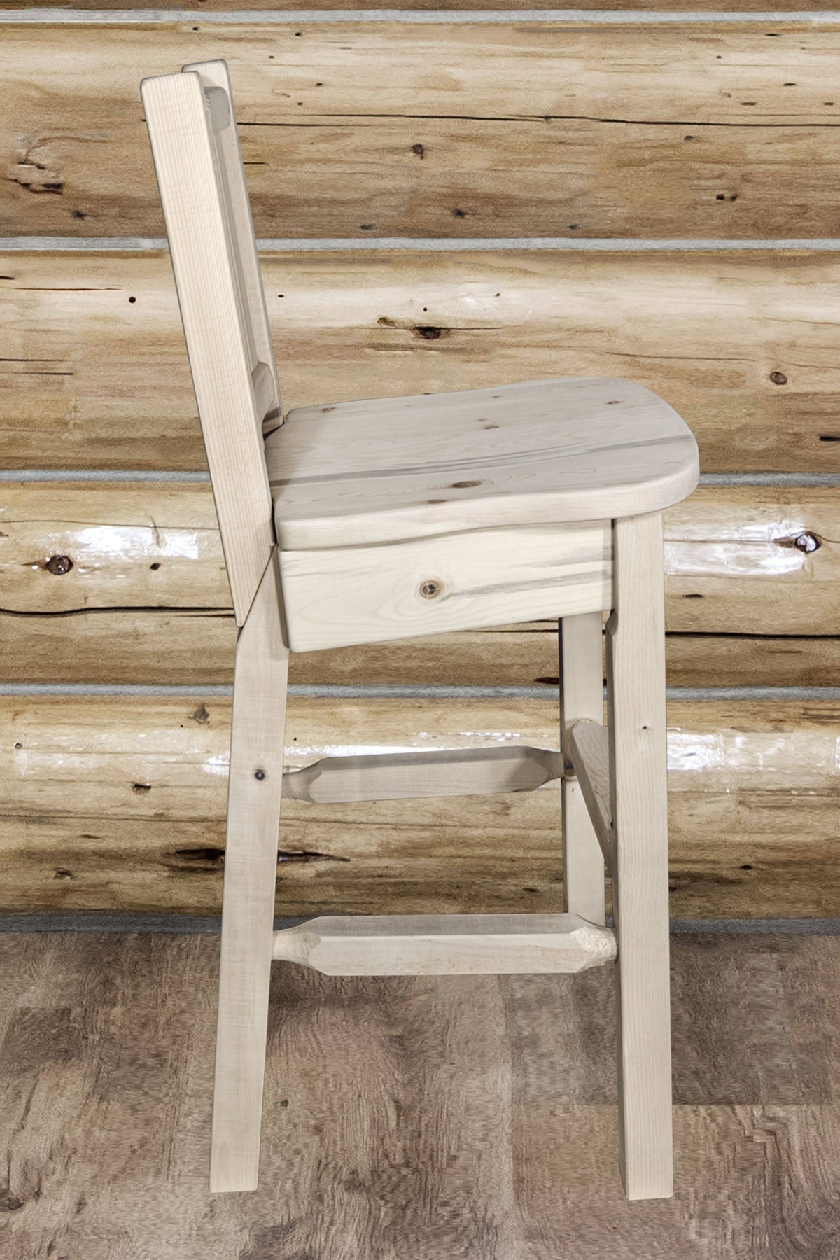 Counter Height Back Barstool with Laser Engraved Wolf Design M2238