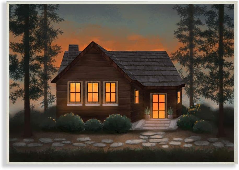 Cabin In The Woods Country Landscape Canvas Wall Art S467
