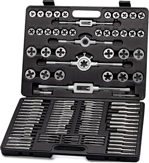 110 Piece Hardened Alloy Steel Metric Tap and Die Set with Storage Case I388