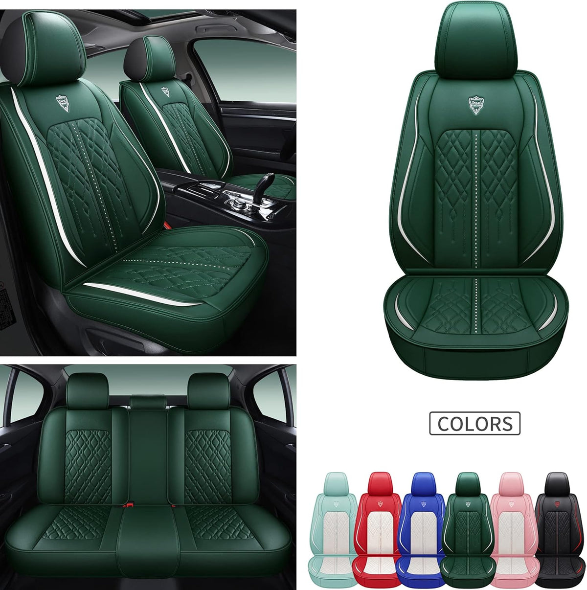 Blue Synthetic Leather Car Seat Cover Set L8207