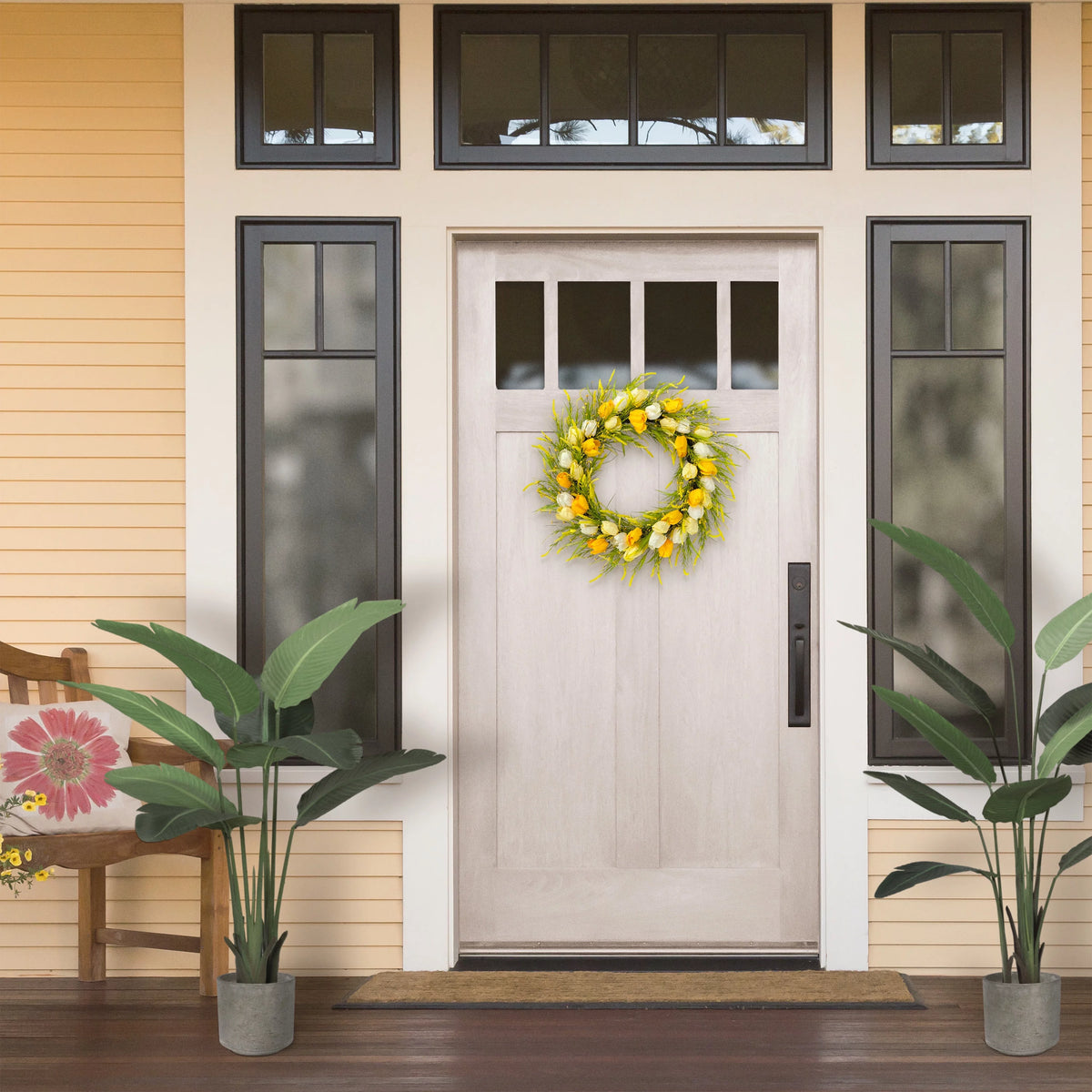 30" Artificial Tulip Floral Wreath G43661