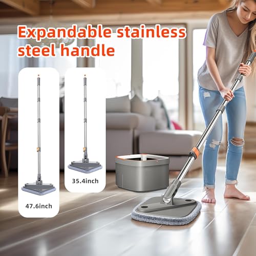 Spin Mop and Bucket Set with 2 Microfiber Mop Pads D206063