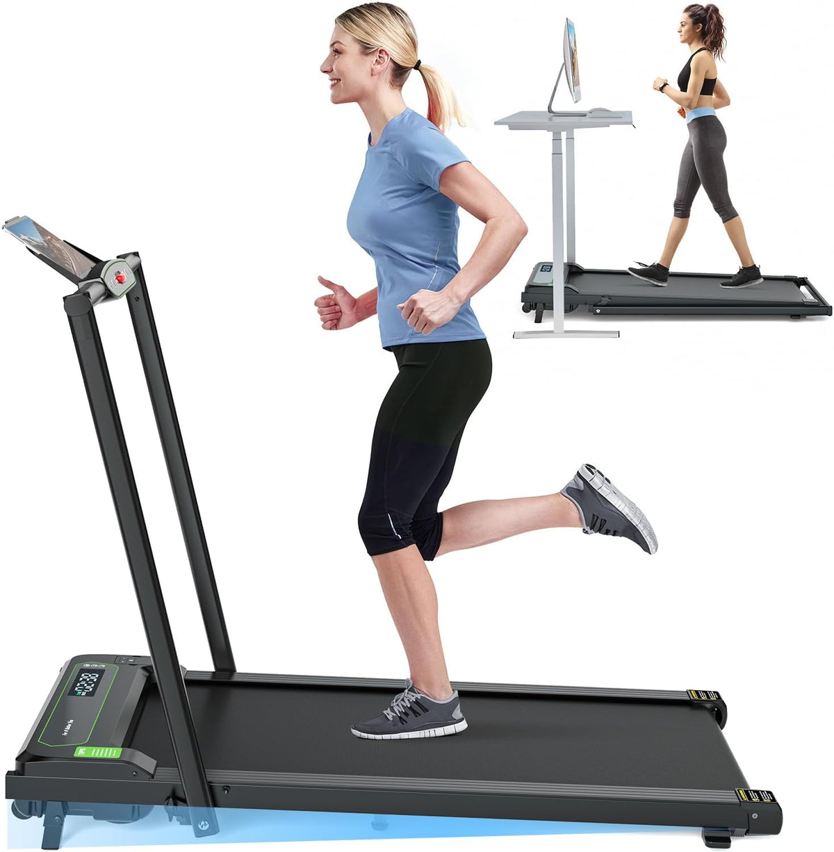 Walking Pad Under Desk Treadmill 2 in 1 Folding Treadmill with Remote Control LED Display H296