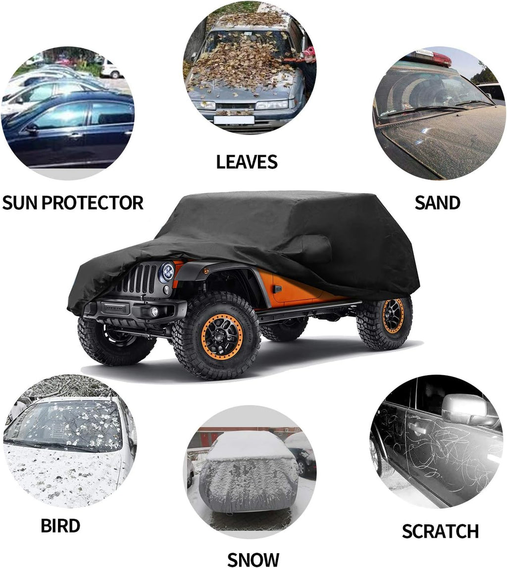 Black 4 Layer Waterproof Car Cover for Jeep Wrangler 4 Door D670592
