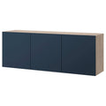 Walnut Effect Light gray Blue Wall-Mounted Cabinet Combination 180x42x64 cm J992147