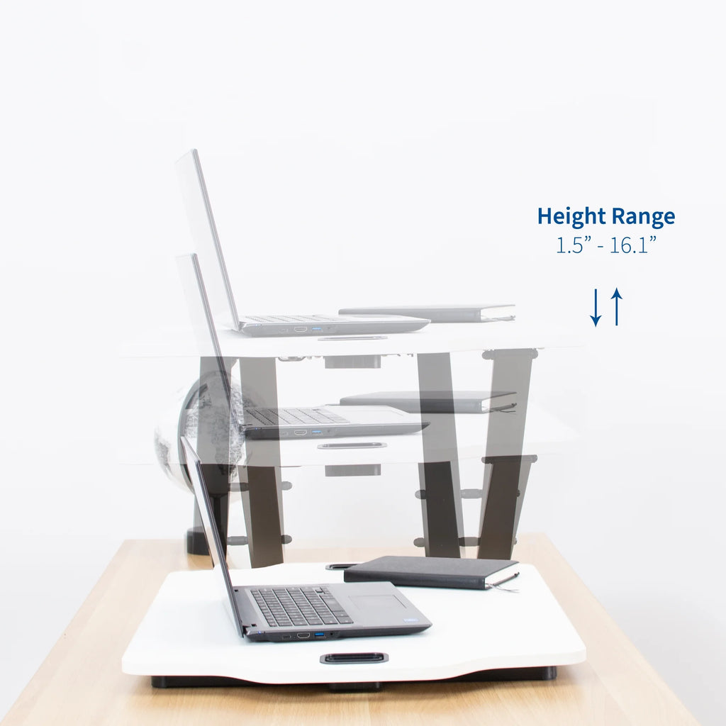 White Height Adjustable Standing Desk Monitor Riser G1559