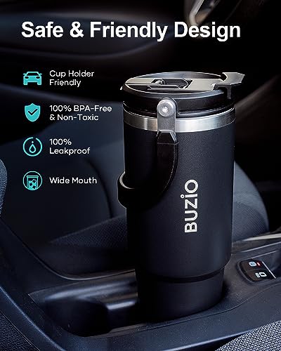 30 oz Insulated Stainless Steel Tumbler with Handle, Lid and Straw G889