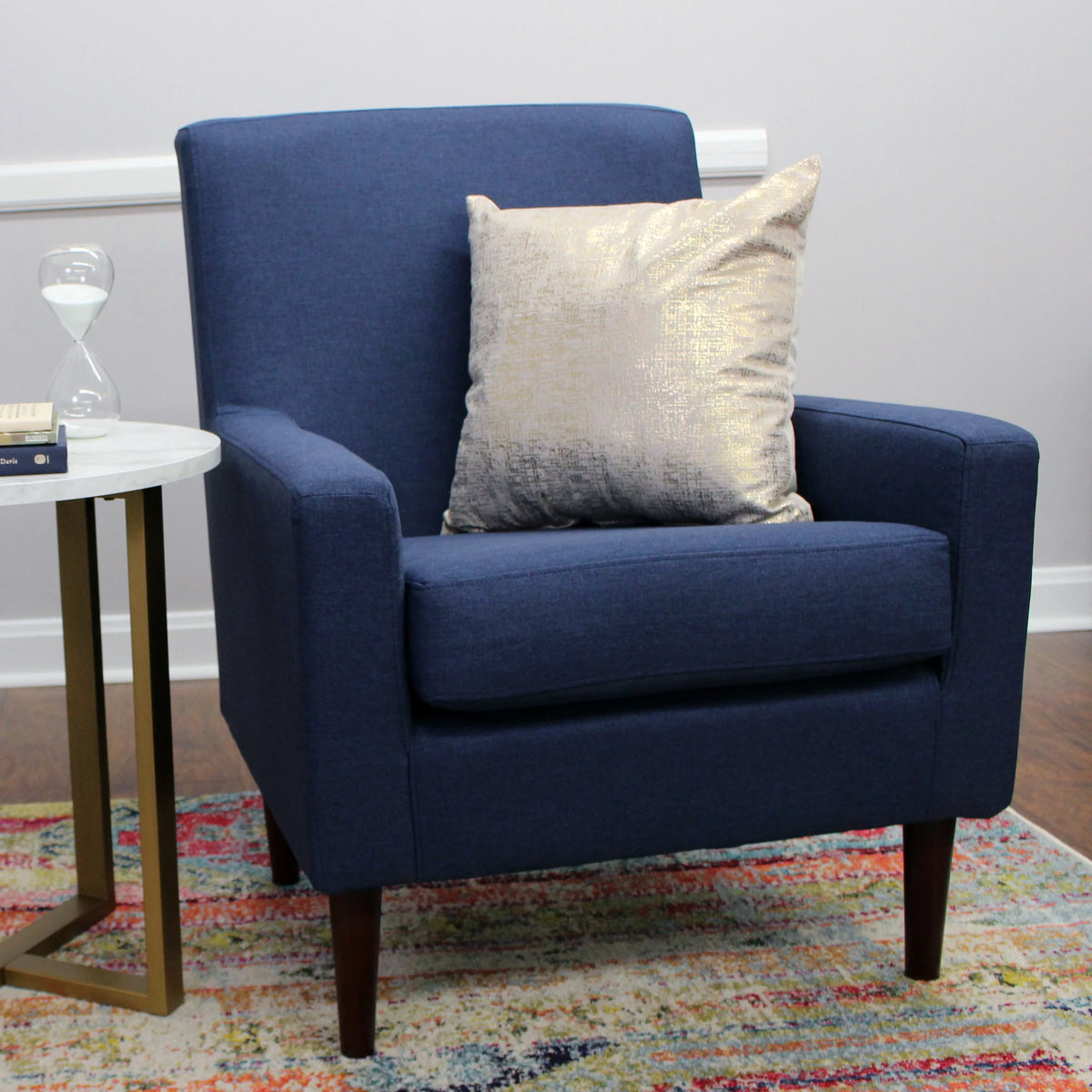 Navy Polyester Fabric Arm Chair P363