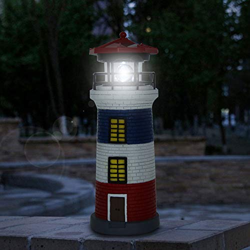 LED Solar Lighthouse Statue Rotating Lawn Decorations I23558