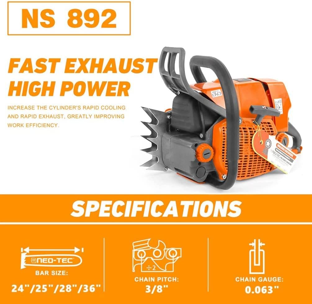 92cc Gas Chainsaw with 24 inch Bar and Chain Q360