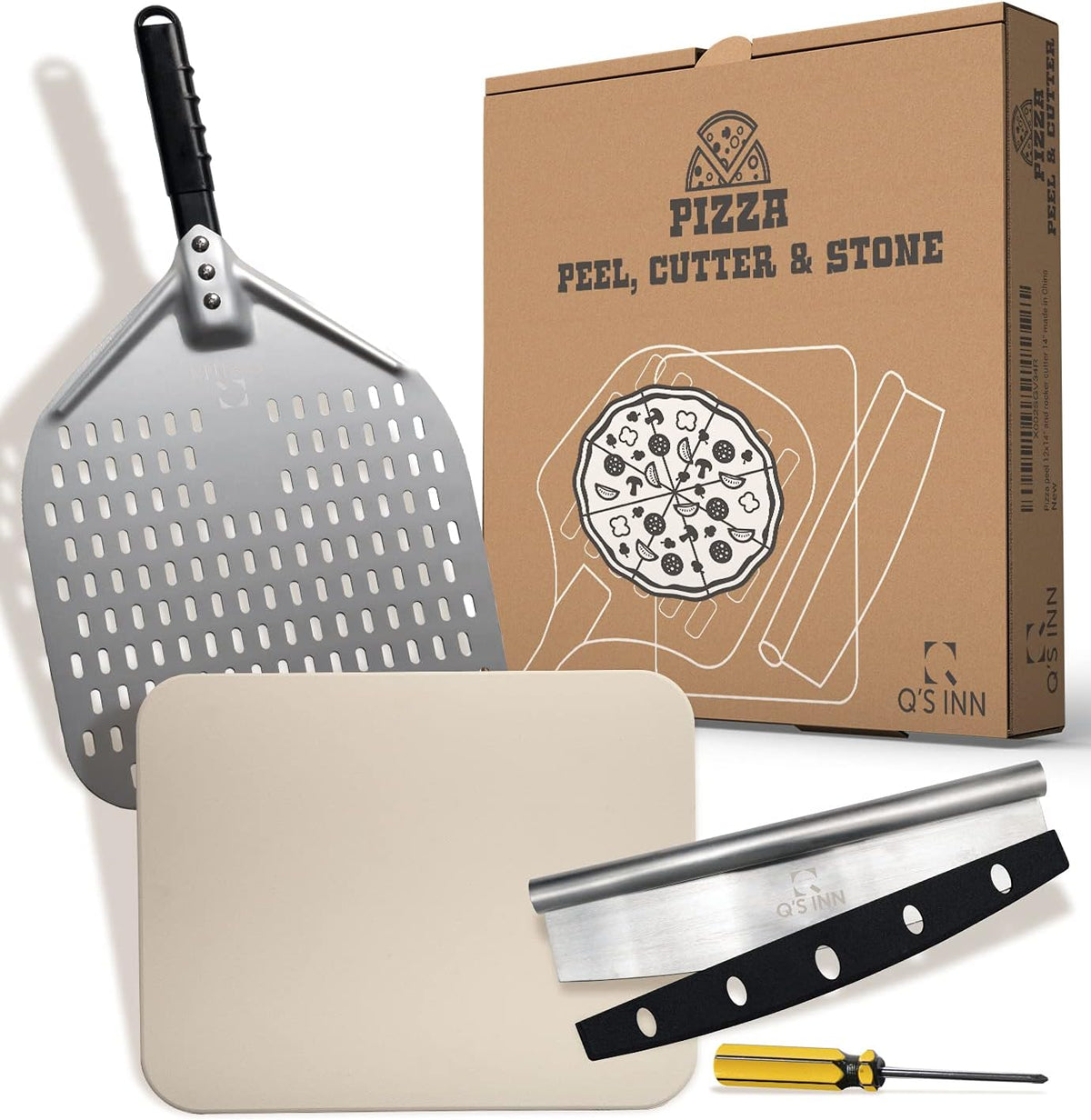 Perforated Pizza Peel 12x14 Inch Anodized Aluminum Pizza Paddle, Pack of 2 R233