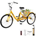 24 inch 1-Speed Yellow Adult Tricycle with Cargo Basket G363245