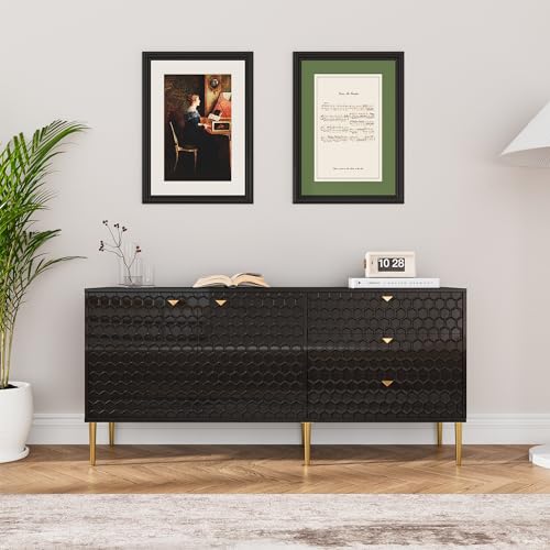 White 48 Inch Sideboard Buffet Cabinet with 3 Doors and Adjustable Shelves Z25961
