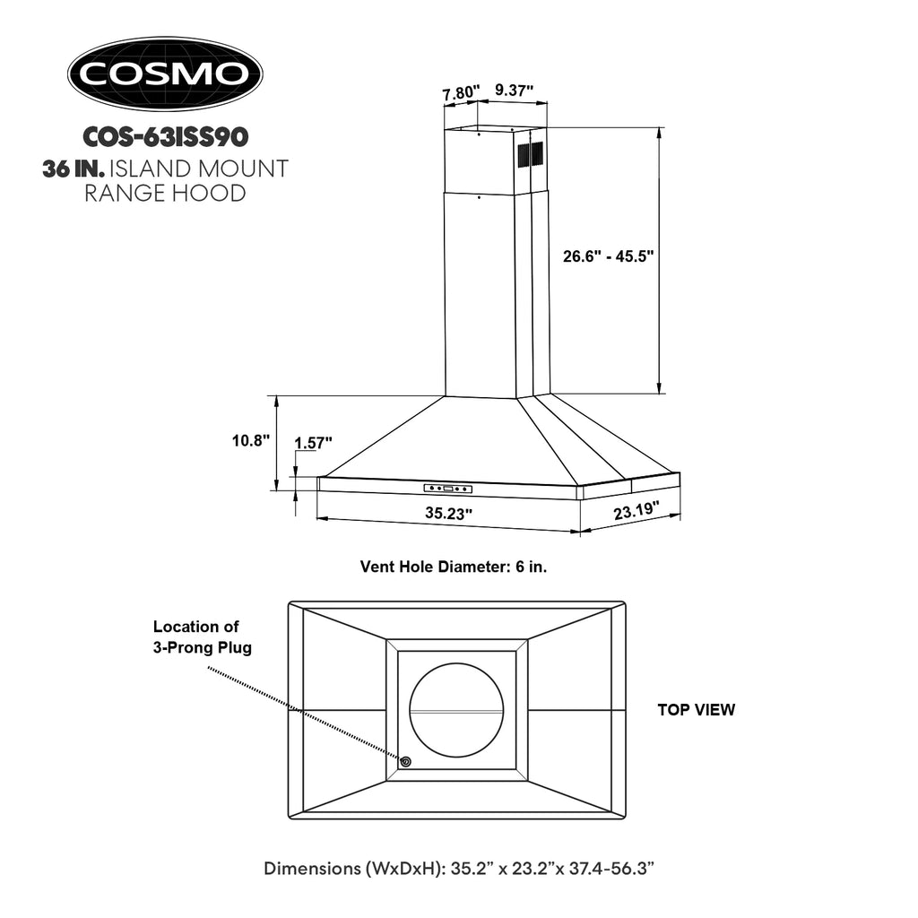 30 in. Stainless Steel Ductless Island Range Hood S453