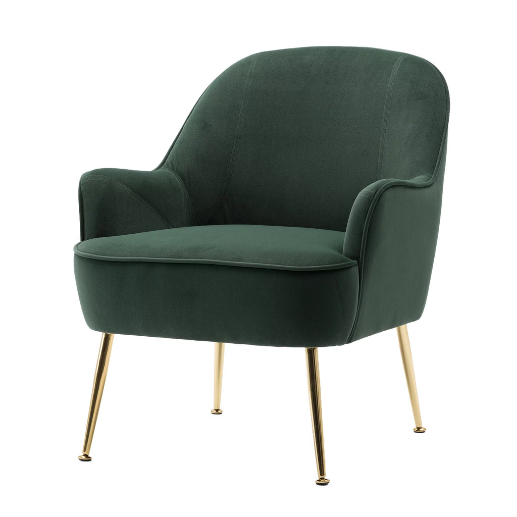 Dark Green Velvet Accent Chair with Gold Legs E898827