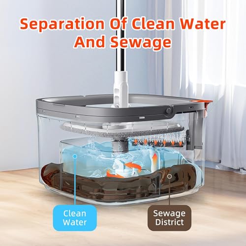 Spin Mop and Bucket Set with 2 Microfiber Mop Pads D206063
