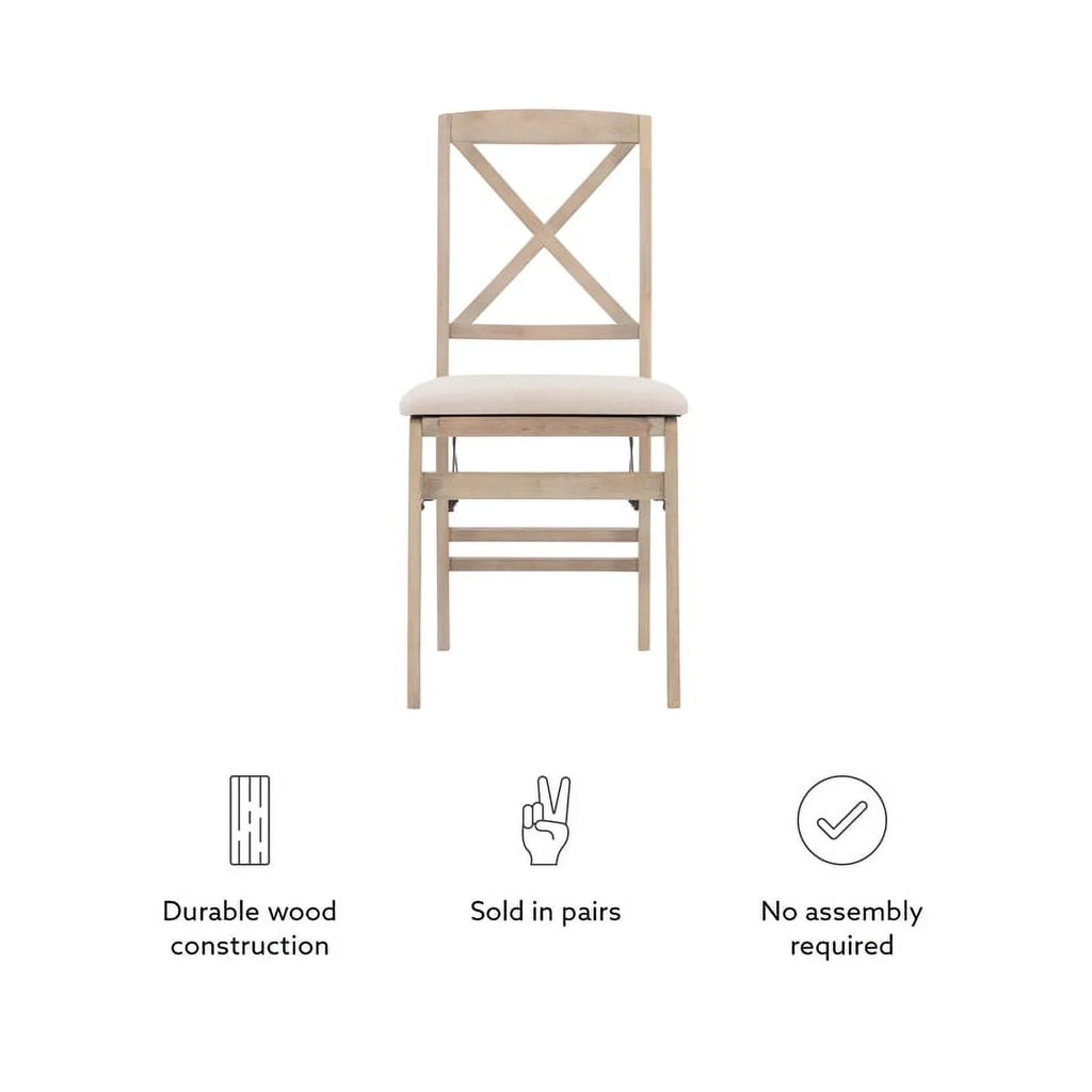 Set of Two Graywash Wood Folding Chairs U7712
